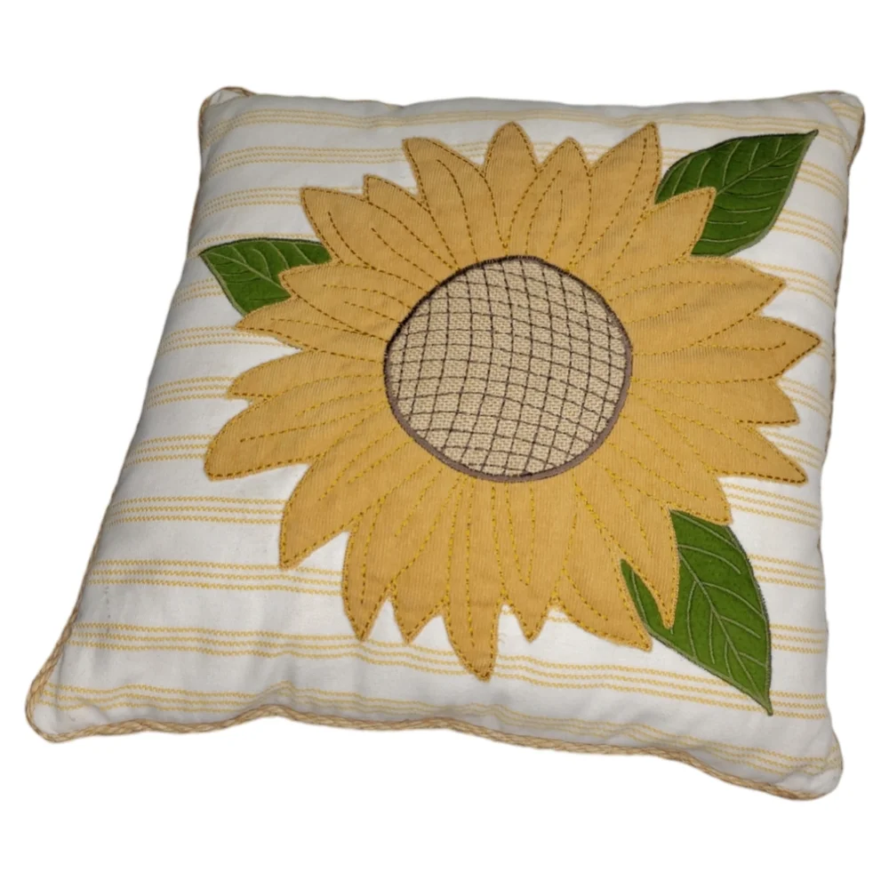 Farmcore Pillow The Prarie Rachel Ashwell Sunflower Applique Cabin Shabby Boho